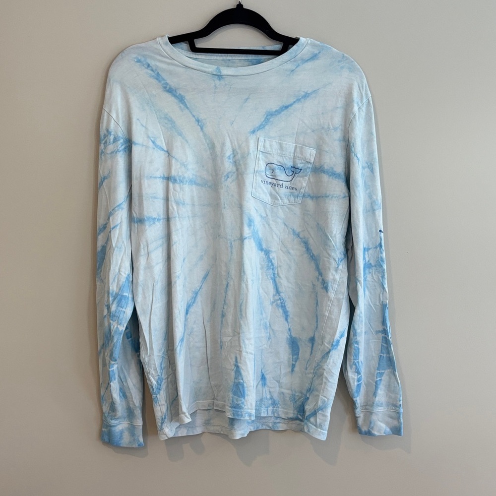 Vineyard Vines Men's Light Blue Tie-Dye Long Sleeve Tee